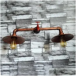 مصباح الجدار 2023 Retro Iron Industrial Water Pipe Vintage Loft Sconce Creative بجانب المصابيح E27 Edison Home Light Secort