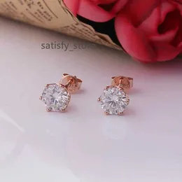 Redazioni di vendita a caldo petali Impostazione di orecchini di moissanite Vite indietro 14k Orecchini per stalloni in oro rosa per donne