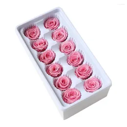 Flores decorativas 12 PCs/Box Preservado Flower Gifts Cabeças Falsas Acessório de buquê fresco Decoração eterna imortal decorar