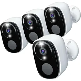 4Pack trådlösa utomhussäkerhetskameror med 2K -upplösning, batteridriven, WiFi, Spotlight, Siren Alarm, 2 Way Audio, Color Night Vision, AI Detection for Home