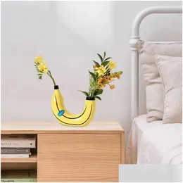 Vaser unika miljövänlig banan blomma potten slät yta arrangemang vas växt gren blomkruka dekorativ droppleverans hem gard dhhfg