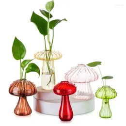Vases 5pcs Colored Glass Mushroom Vase DIY Bottle Funky Cottagecore Decor For Home Room Office Windowsill Decoration