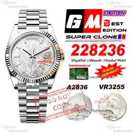 228236 Daydate A2836 VR3255 Automatyczne męskie zegarek GMF V3 Meteoryt diamentowy Tial 904L Prezydent Prezydent Bransoletka Super Edition Ta sama karta seryjna przybiera wagę Pureteme PTR