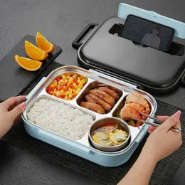Pudełka bento 304 STAL nierdzewna gorące pudełko na lunch i dorosłe bento wyciek japoński pojemnik na jedzenie przenośny Q240427