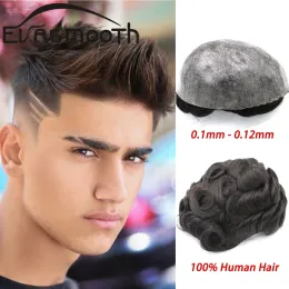 Toupees Trwała męska Proteza do włosów 0,120.14 mm Wtrysku Mężczyźni Toupee 100% Human Hair System System wymiany włosów