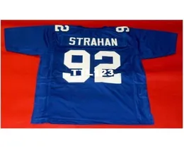 3740 Özel 92 Michael Strahan Blue College Jersey Boyutu S4XL veya özel herhangi bir isim veya numara jersey8481321