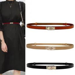 Designer belt women luxury belts gurtel leather belt 1.8cm wide solid cowskin plated silver turn buckle thin daily fashion ornaments quiet belt plain unique MZ143 C4