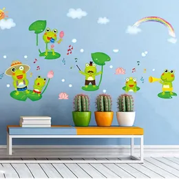 Wall Stickers Cartoon Happy Frog Sticker For Kids Room Children's Bedroom Home Decoration Mural Animals Nursery Wallpaper