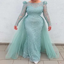 النعناع ebi العربية Aso Mermaid The Bride Dresses Sected Lace Evening Prom Party Party Birthday Celebrity Mother Of Groom Dress Dress ZJ