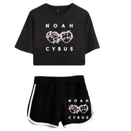 Noah Cyrus Merch Summer Damen Sets Crop Top Shorts zweiteilige Outfits Casual Tracksuit Sportwear 2 PCs Sets