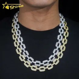 Shining Jewelry 15mm Custom Hiphop Necklace vvs Moissanite Link Chain 아이스 out 금 도금 Sier Men Cuban Bracelet