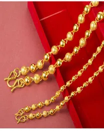 6mm8mm Frosted Smooth Beads Chain 18k Yellow Gold Filled Hip Hop Mens Necklace Collar2223401