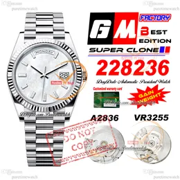228236 DayDate A2836 VR3255 Automatic Mens Watch GMF V3 MOP Diamond Dial 904L Steel President Bracelet Super Edition Same Serial Card Gain Weight Puretime PTRX