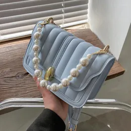 Shoulder Bags 2024 Candy Color Crossbody Bag For Women Fashion Sac A Main Female Handbags And Purses With Pearl Handle