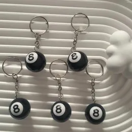 Keychains 8ball Keychain Creative Billiard Pool Table Ball Key Ring Lucky Black No.8 Chain 25mm Resin Jewelry Gift