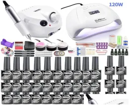 Nagelkunst -Kits 30pcs Gel Politur Set 35000 U / min Drill Hine Kit mit 120W UV LED -Lampen -Maniküre -Werkzeugen Drop Lieferung Gesundheit Schönheit DHSDW2544138