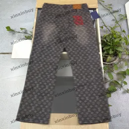 Xinxinbuy Мужчины Женщины дизайнерские брюки Pocket Lady Emelcodery Back Letter Jacquard Fabric Denim Sets Весенние летни