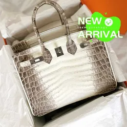 Borsa per borse 10A Crocodile fatta a mano in pelle vera in pelle cucita Nilo Skin Borsa da donna Himalayan Platinum Borsa per platino Himalayan 25/30 WN-3Cun