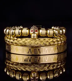 3PCS luksusowy rzymski królewski urok bransoletki mężczyźni geometria stali nierdzewnej Pulsery Pulseru otwarte regulowane bransoletki para biżuterii 1933232