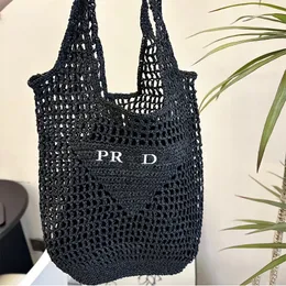 Einkaufstaschen Designer -Bag Strandbeutel Hohlkapazität Großkapazität Einkaufstasche Mesh Hohlgewebe für Sommer Strohbeutel Schwarz Aprikose Sommer gewebtes Bag Urlaubstasche