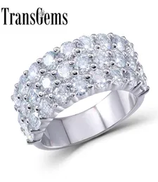 Transgems 28ctw Carat f Color Lab Grown Moissanite Diamond Engagement Weddingバンド本物のソリッド14K 585女性用ホワイトゴールドY198835644