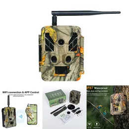 Câmera de trilha de caça em 4K com aplicativo wifi 02s Trigger IR Range 30m Support IP67 Vida selvagem à prova d'água vigilância de movimento 240423