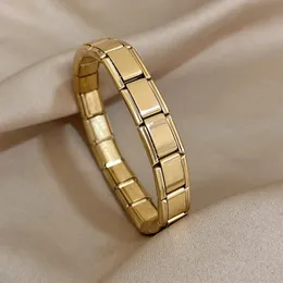 Italienischer Charme Starter Edelstahlarmband für Frauen Männer Stretchy Watchband Modulare Links Kette Goldfarbe Armband Armband 240428