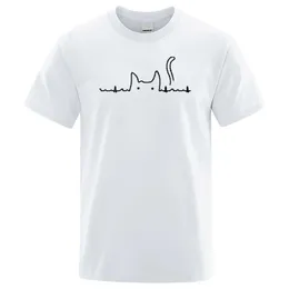 Camisetas masculinas desenhos animados masculinos de camisetas gatos Camiseta fofa de algodão com algodão com camisetas de algodão para slve tampa curta