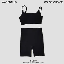 Wareball 2st Yoga Set Seamless Female Womens Crop Top Bh Leggings Women Outfit Fitness Gym Träning Shorts Sport Wear Suit 240425