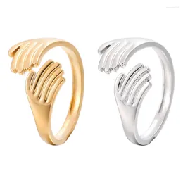 Klusterringar som säljer guldpläterad titanstål Hand öppen mode rostfritt kramfinger ring för kvinnor