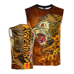 Men's Tank Tops MMA Flame Lion Training Sleeveless Fighting Beach Jujutsu Camping Fitness Muscle Running Thai Boxing