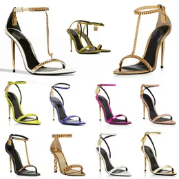 2024 Fashion Dress Shoes Heels Padlock Pointy Naked Sandal Pointy Toe Shape Shoes Women Designer Buckle Ankle Strap Heeled High Heel tom fords Sandals eur 35-42