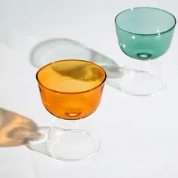 Wine Glasses Nordic Heat Resistant Cup Creative Color Glass For Breakfast Oatmeal Clear Yoghurt Ice Cream Bowl Cute Juice