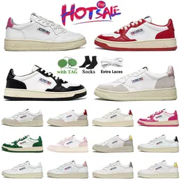 Fashion Casual Shoes Womens Black Medalist Sneaker Floor Mens Shoes New Autrys Läder Suede Low Pink Golden Green Panda Autries Lows Loafers Sneakers Trainers 36-44