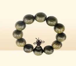 Gold Silk Nanmu Shen Xiang Yin Wood Wu Mu Buddha Beads Men039s 20mm Old Material Bracelet Bangle3941770