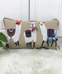 Симпатичная подушка Alpaca Cousher Cope Beige Emelcodery Pillow с кисточками для дивана дивана прямоугольник дома декоративная 30x60 см Y2001034145572