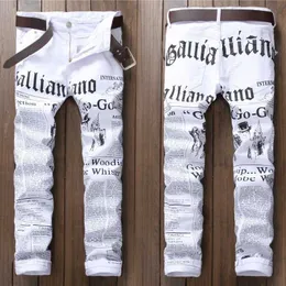 Dżinsy męskie dżinsy Nowy styl dżinsowe dżinsy długie białe spodnie męskie Projekt mody prasowy
