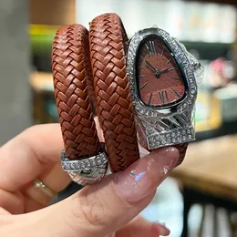 Luxury Snake Designer Mulheres assistem a pulseira de couro de diamante feminino Relógios Top Brand Wristwatches para Lady Birthday Birthday Christmas Valentine's Day Day Gift
