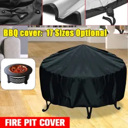 Dekorationer Vattentät uteplats Fire Pit Cover Black UV Protector Grill BBQ Shelter Outdoor Garden Yard Round BBQ Cover Canopy Möbler