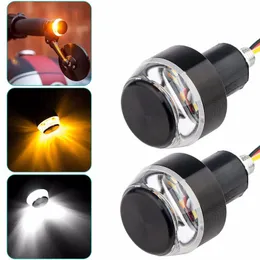 2PCS Motorcycle Turn Signals Handlebar End LED Lights White Red Turn Signal Running Lights 12V Side Marker and Direction Indicator Light