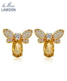 Lamoon Bee 5x7mm 1ct 100 Citrina natural 925 STERLINGINGINGSILVERJEWELRY Earring S925 LMEI041 Y18929057168436