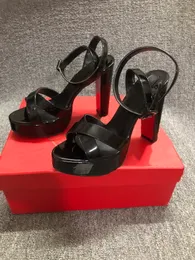 منصات مصممة Supramariza Sandals Sandals أحذية النساء crisscrosshick عالي الكعب الحزب اللباس زفاف سيدة براءة اختراع سود