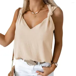 Bloups feminina tanque de tampo chique de verão tops para mulheres solto de decote em v man manifeessa com tiras de ombro com nó de streetwear