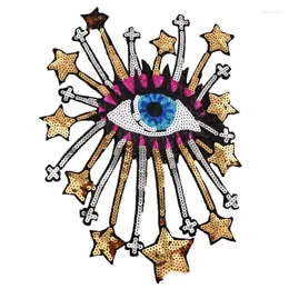 Brosches Cartoon Colorful Big Eye Sew/Iron On Appliciques Glitter Sequin Embrodery Patches For Clothing Art Diy Badge Decor