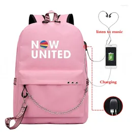 Рюкзак мода юношеская школьная сумка Unisex теперь United Travel Bags USB Аккудация Оксфордская водонепроницаем