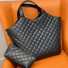 Icare maxi tote çanta tasarımcı çanta lüks koyun derisi kompozit el çantaları büyük kapasiteli alışveriş çantası siyah kapitone kuzu derisi kadın omuz çantası mini cüzdan ekler
