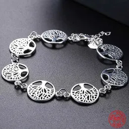 Chain 925 Sterling Silver Tree of Life Chain Charm Bracelet para mulheres joias finas