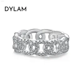 Dylam Drop Shipping Manufacture عالية الجودة 925 الجنيه الفضي الجنيه الفضي الخاتم مكعب الزركونيا الماسي خواتم الزفاف الكوبية للنساء