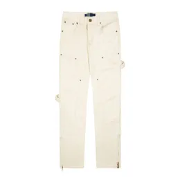 Men Brand Jeans Designer Street Leisure Entertainment Sports Embroidered Slim Fit High Street Jeans White Solid Color