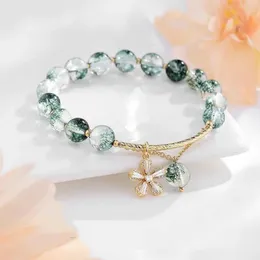 Koreanische exquisite Kirschblüten Armband für Frauen Kristallblume Perlen einstellbares Armband handgefertigtes Mädchen Party Trendy Schmuck 240429